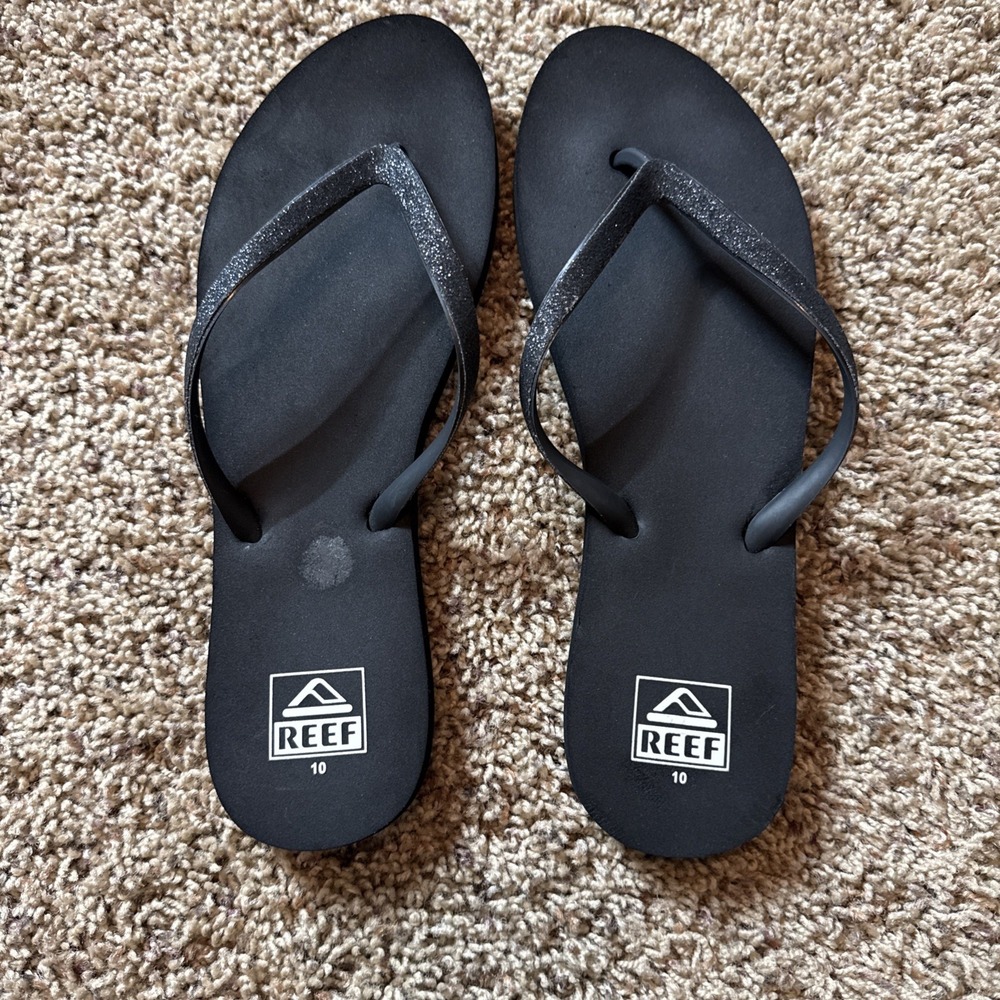 Reef Black Glitter Strap Flip Flops